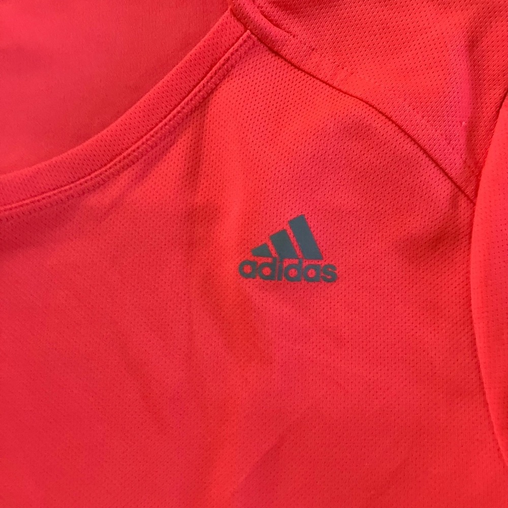 Adidas Womens XL Running Climalite Coral Short Sleeve Shirt Neon Pink/Orange - Picture 4 of 15